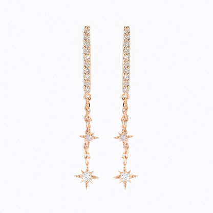 New Design Stainless Steel Cubic Zirconia Chain Hoop Earring For Women Star Moon Pendant Cartilage Earring Piercing Jewelry